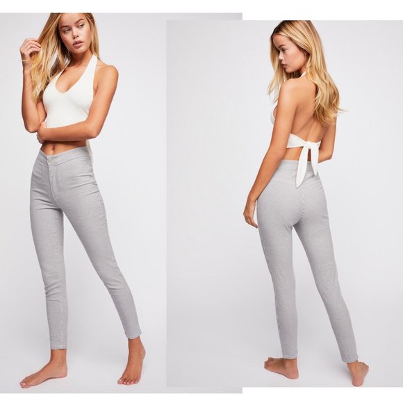Free People Pants - ❤️SOLD Free People Belle Skinny Striped High Waist Stretchy Casual Pants 25